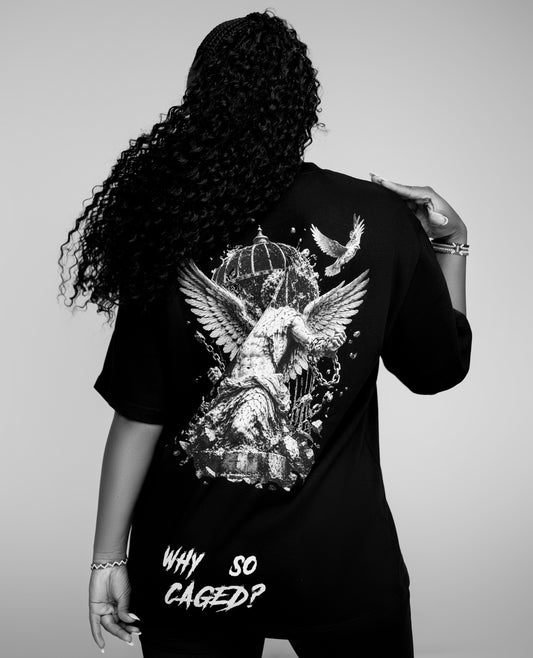 "WHY SO CAGED?" BLACK TEE